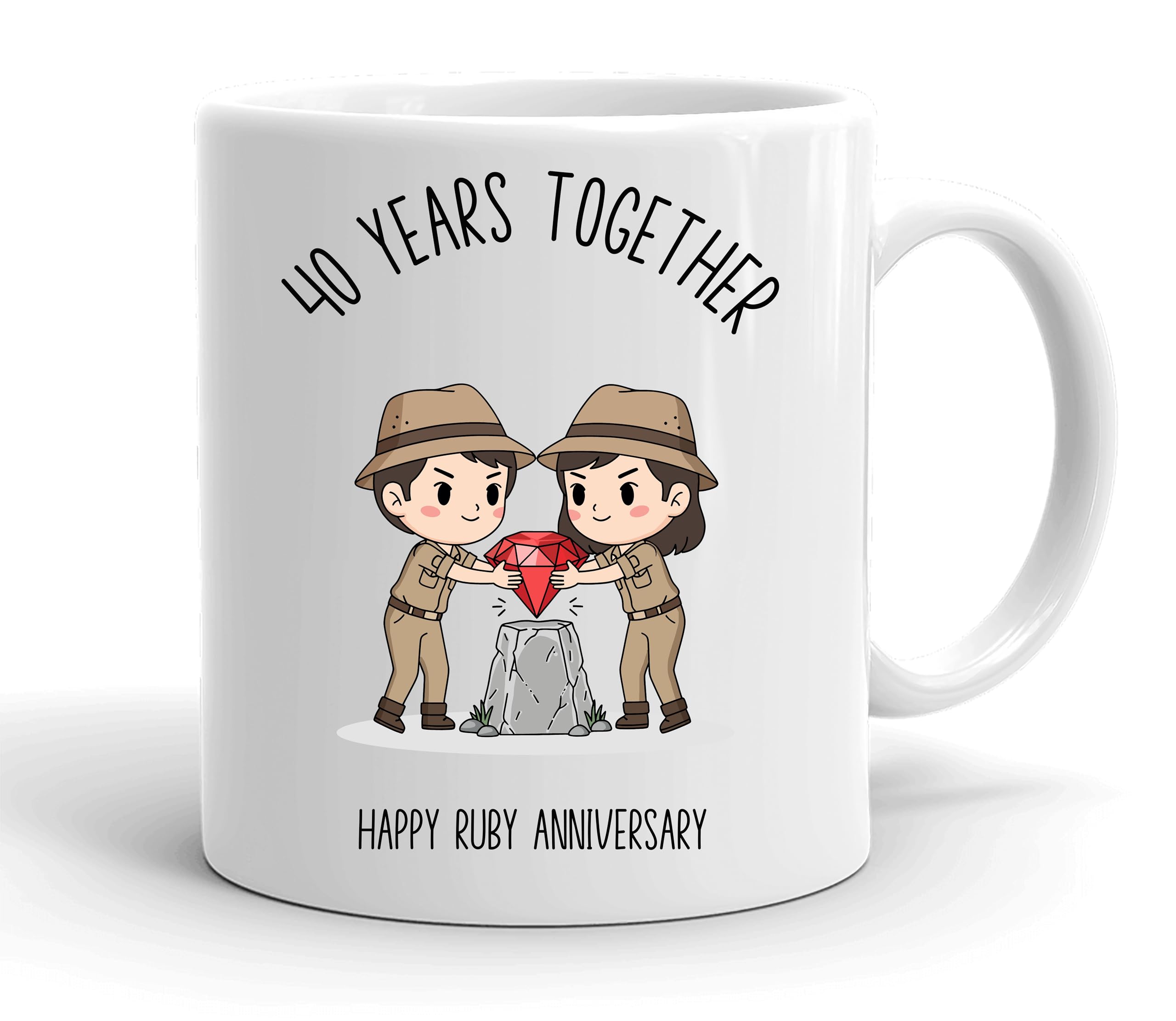 VIROSA 40 Years Ruby Anniversary Mug – 11oz Ceramic Coffee Cup Gift for Husband, Wife, Couples – Fortieth Wedding Anniversary Present Idea, Romantic Keepsake — image 1