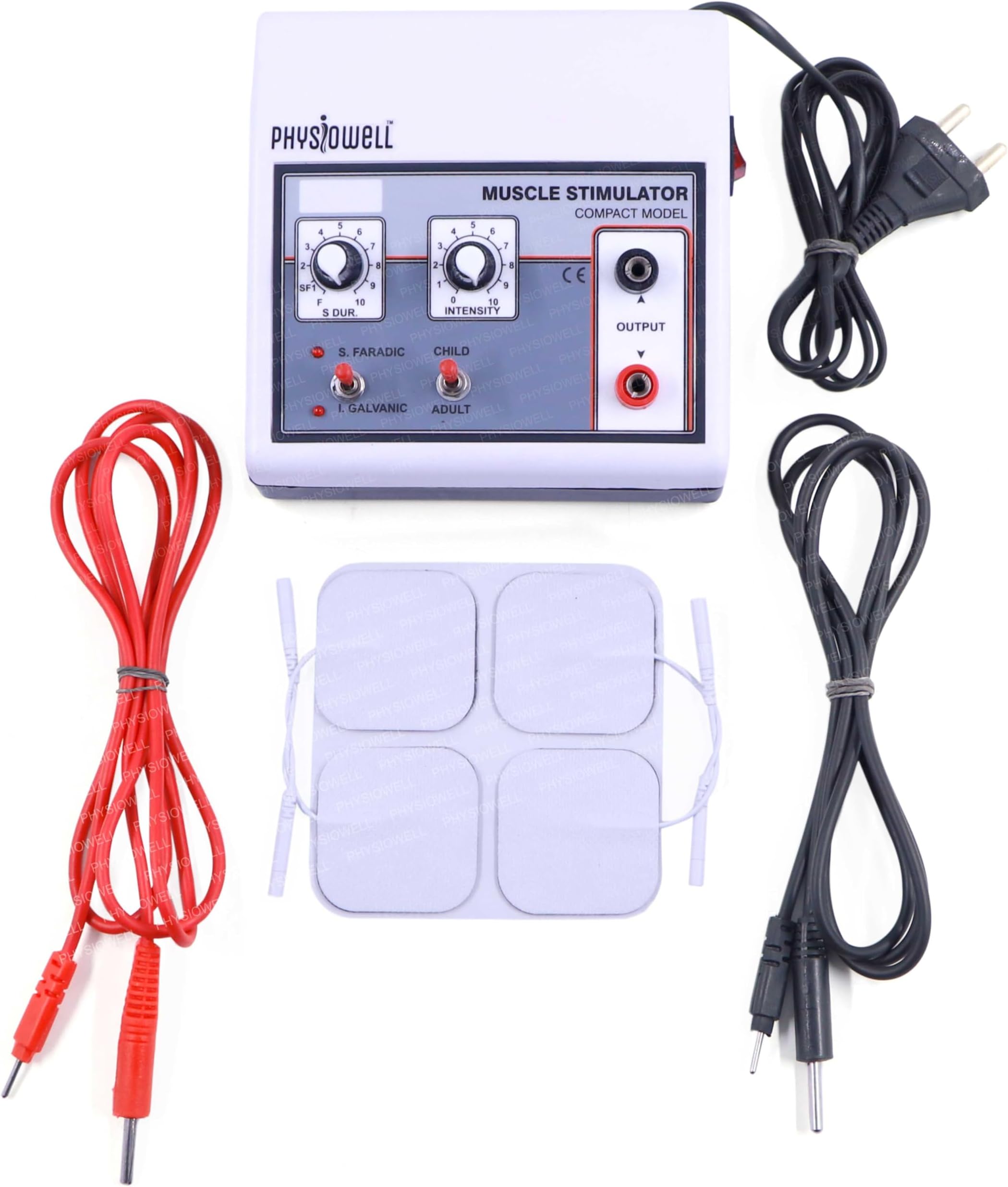 Physiowell Mini Ms Physiotherapy Equipment Muscle Stimulator Galvanic & Faradic Stimulation Therapy (Selfadhesive Pad)