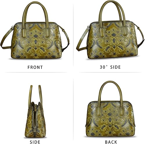 Miniatura 4 de Bolso de mano de cuero genuino para mujer, bolso cruzado vintage con asa superior, hecho a mano, retro, de cuero en relieve