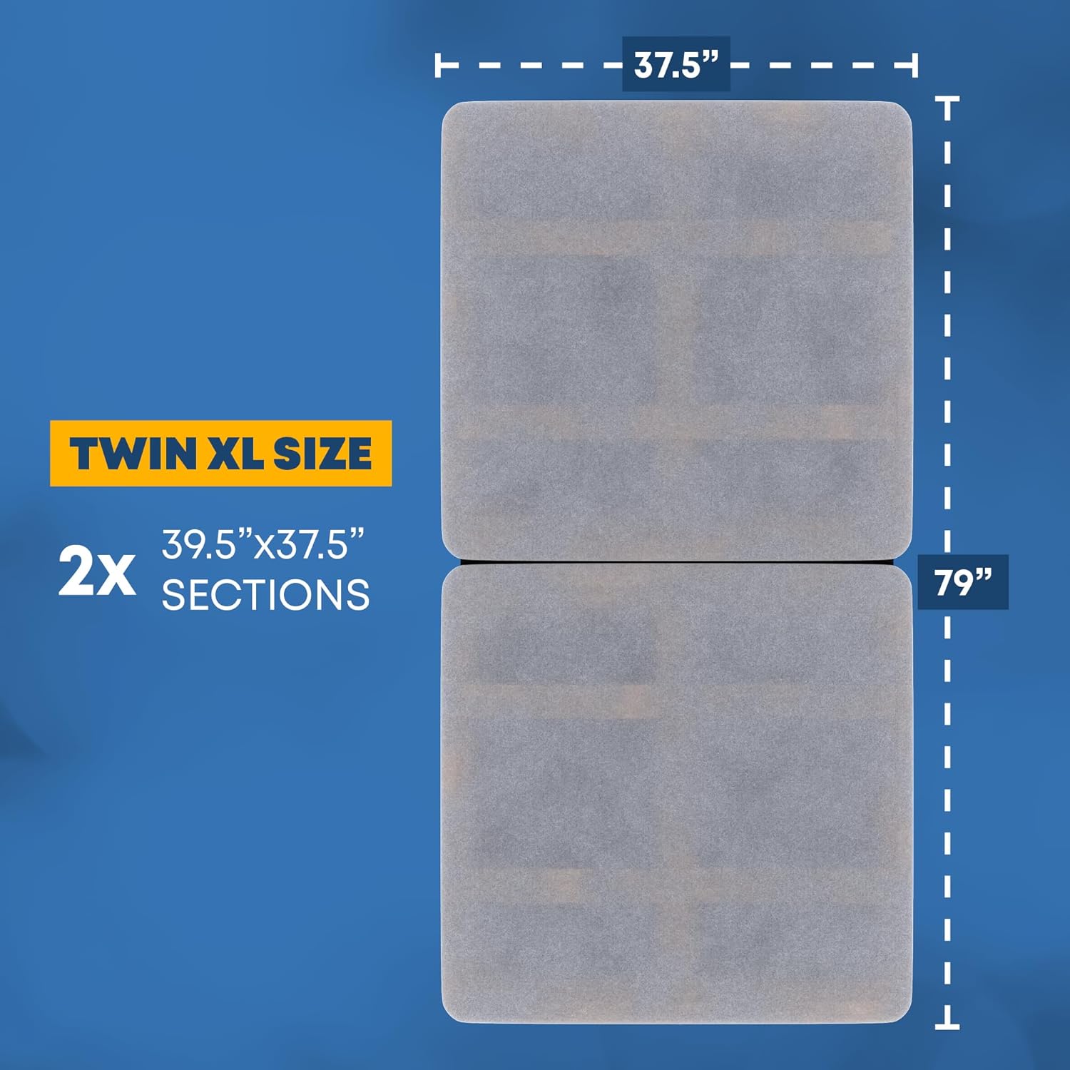 Greaton, Premium 38mm Split Wood Bunkie Board Twin XL Size Bed - 2-Piece Under Mattress Support Board, Fully Assembled, Fabric Ventilation Cover - Replaces Wooden Slats or Box Spring for Bed Frames