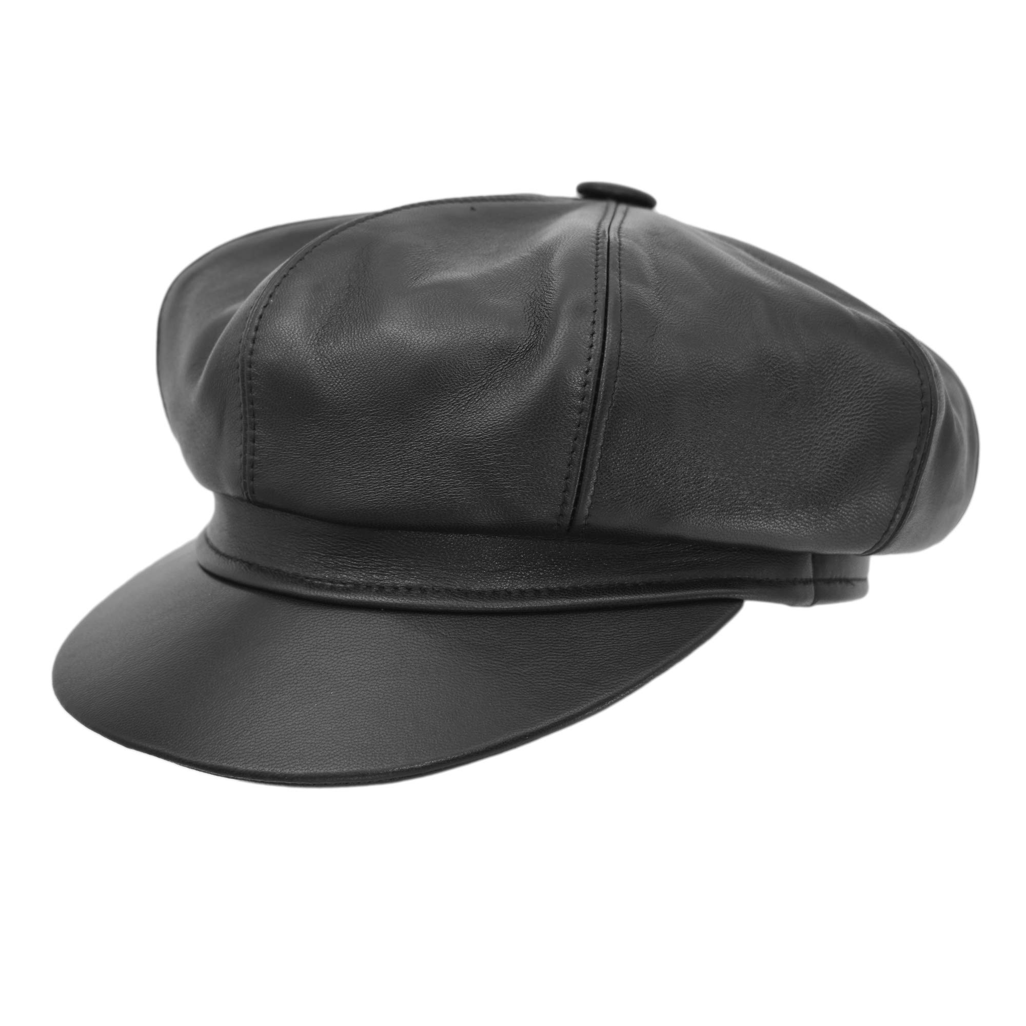 Melegari Berretto Newsboy Biker, Vera Pelle, Berretto Gatsby a 8 Spicchi, Made in Italy, Unisex, Estate/Inverno