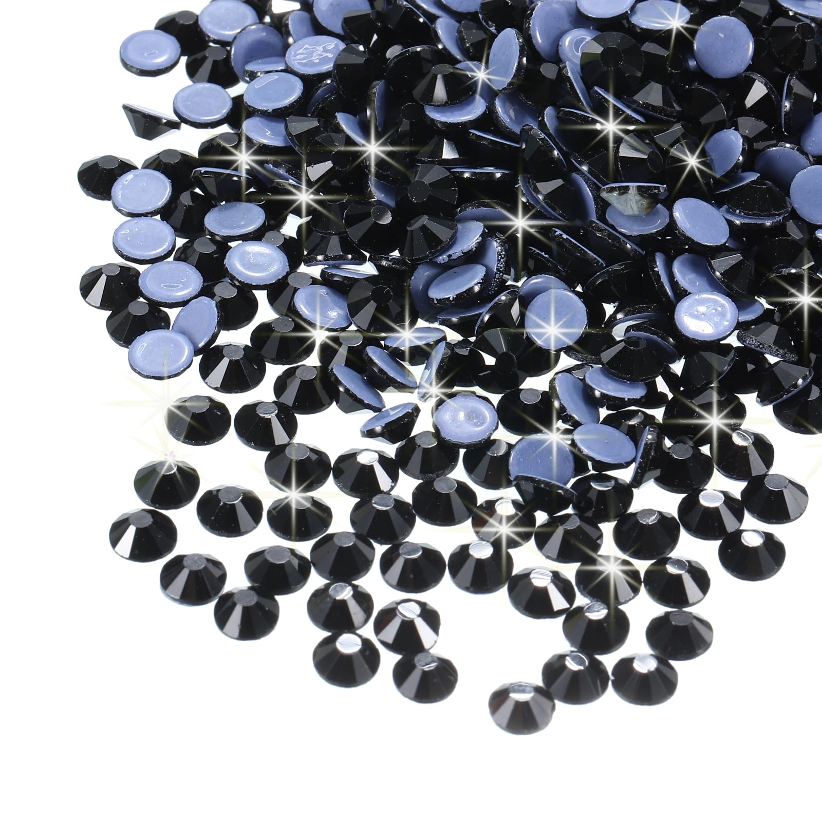 sourcing map 1440 Pcs Rhinestones Flatback Crystal Glass Gems for Crafts Clothes DIY Decoration(SS20 4.8mm,Black) — image 1