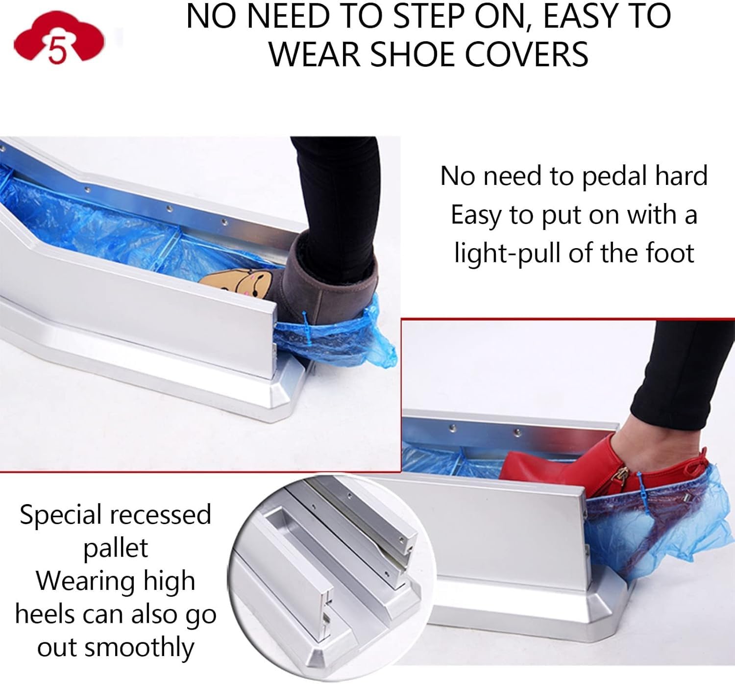Dispensador automático de cubrezapatos - Sin electricidad, tipo tirador, con construcción de ABS resistente, ideal para el hogar, la oficina, el aula y salas blancas