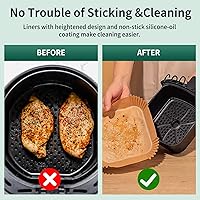 Vista 2 de Forros desechables para freidora de aire, 150 piezas de papel pergamino antiadherente, forros desechables para freidora de aire de 5 a 8 cuartos