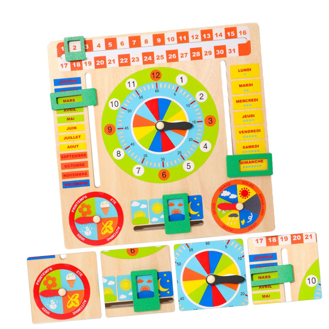 Horloge en Bois Jouet d'Apprentissage pour Enfants Surface Lisse Éveil Éducation Précoce