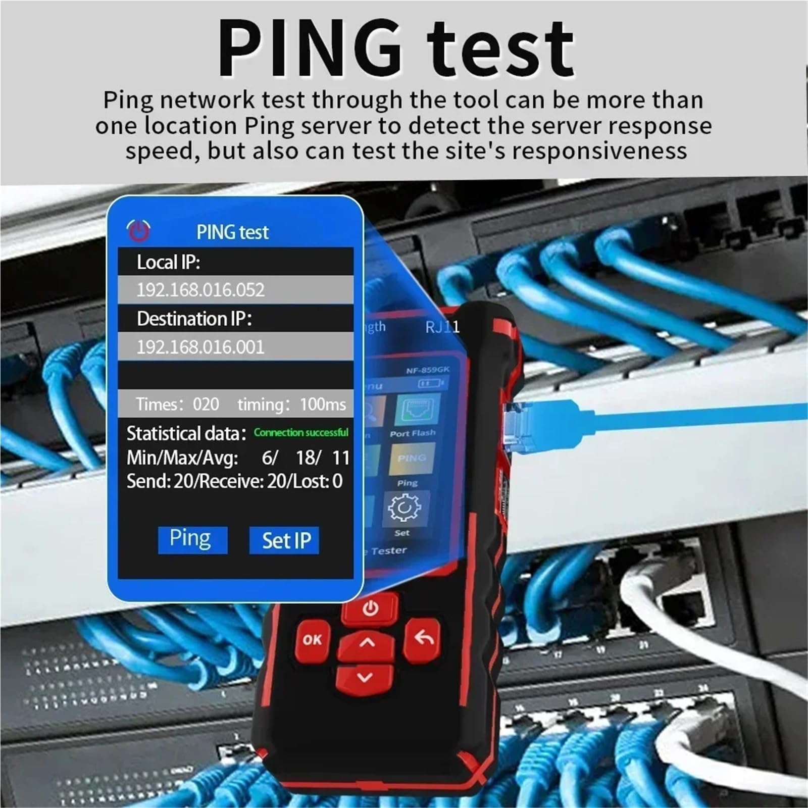 Kabel-Tracker, NF-859GK Leitungssucher Netzwerktester Rotlicht Einzelkopf Crimplänge Haltepunkt IP-Scan PING Ladetyp