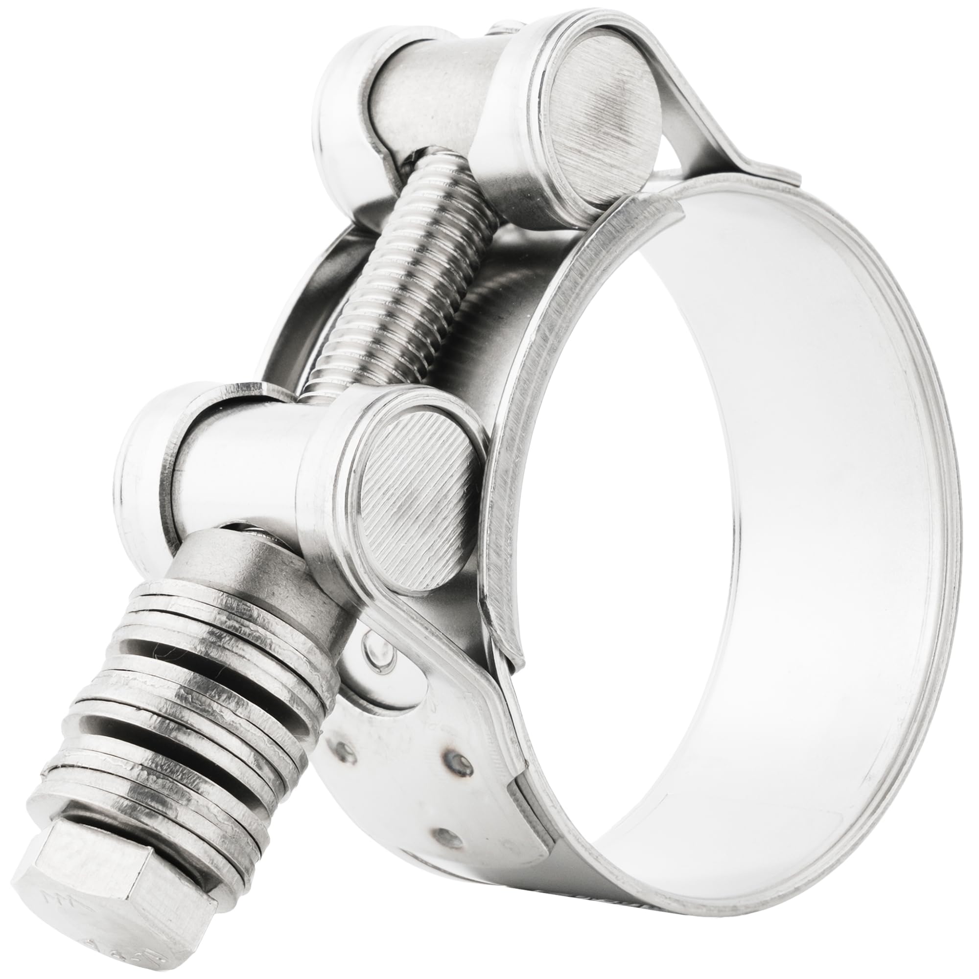 Boltza Silver Boltza® Constant Pressure T-Bolt Hose Clamp – Ss316 Marine Grade – Extra-Wide 30Mm Band With Spring-Loaded Tension, M10 Bolt – (68-73Mm)