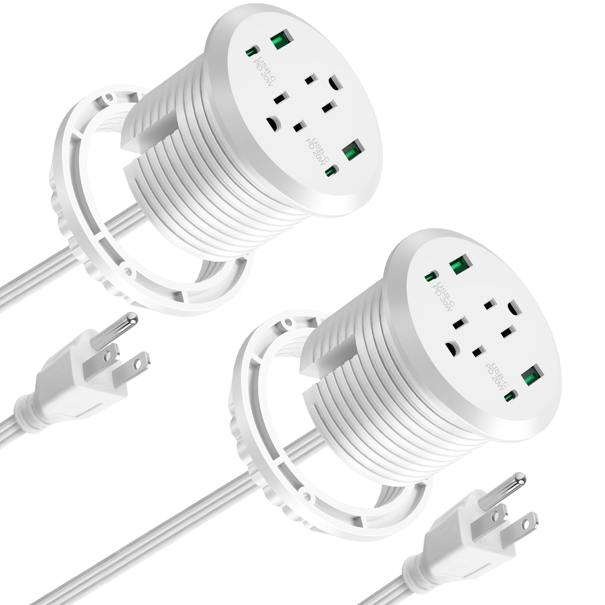 3 Pollice Computer Power Grommet USB C 40W Stazione di Ricarica Veloce Incasso Mobili Power Strip 2 Uscite 4 Porte USB Montaggio a Filo per