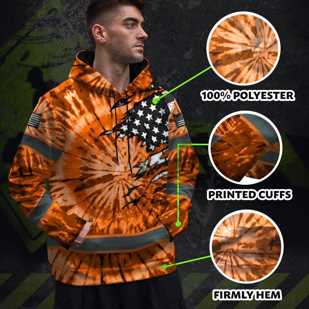 Color Eagle High Visibility Shirt for Men Custom Name Reflective Safety Workwear for Worker, Patriotic