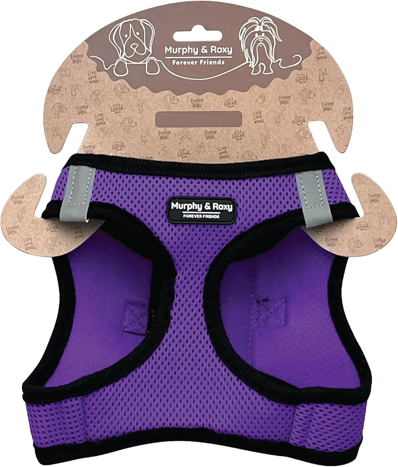 Murphy &amp; Roxy No-Pull Dog Harness – Adjustable Vest Harness with Reflective Trim for Small to Medium Dog Breeds – Heavy-Duty and Comfortable for Walking, Training for Pets, Purple (Size M)