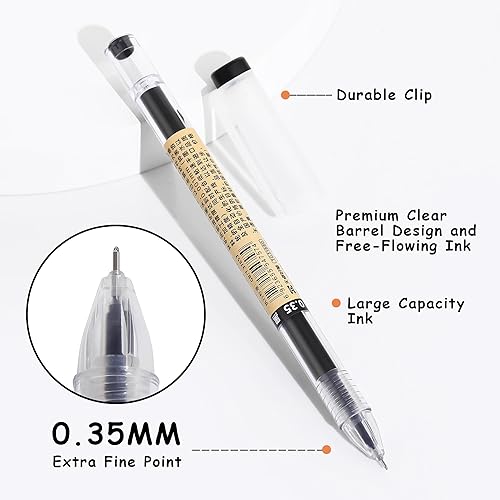 Miniatura 6 de RIANCY Bolígrafos de tinta de gel negra, punta extrafina de 0.014 in, bolígrafos de punta redonda de escritura suave, estilo japonés, sin manchas,