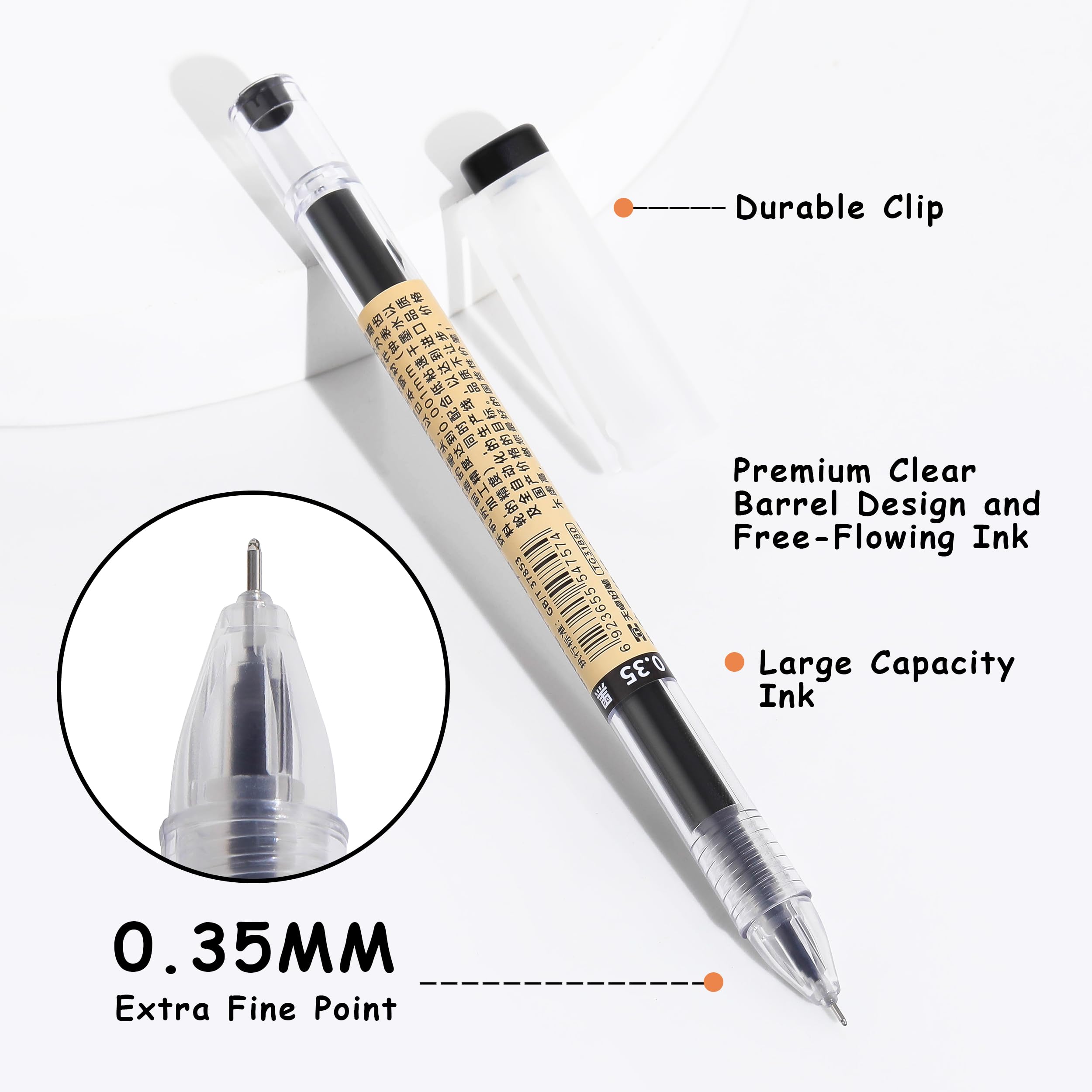 Bolígrafos de tinta de gel de estilo japonés de tinta líquida, bolígrafos de tinta de secado rápido de 0,35 mm, punta ultrafina, bolígrafo premium para oficina, escuela, suministros de