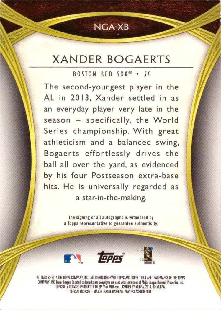 2014 Topps Tier One #NGA-XB Xander Bogaerts Certified Autograph Baseball Card from Rookie Season - Only 399 made!
