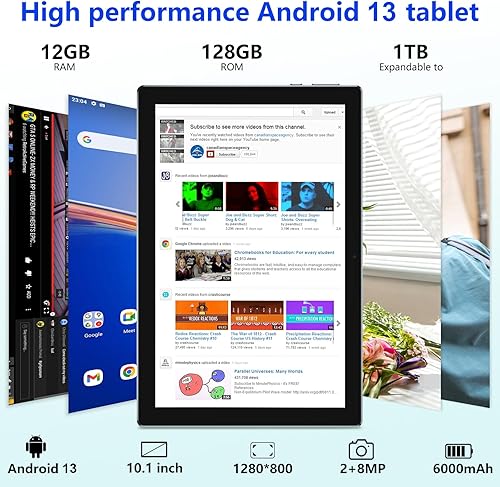 Miniatura 18 de ZZB Tableta con teclado 10 pulgadas Tablets Android 13 Tableta 2 en 1 Tablet 8GB+128GB/1TB expansión pestaña de juego incluido caso inalámbrico