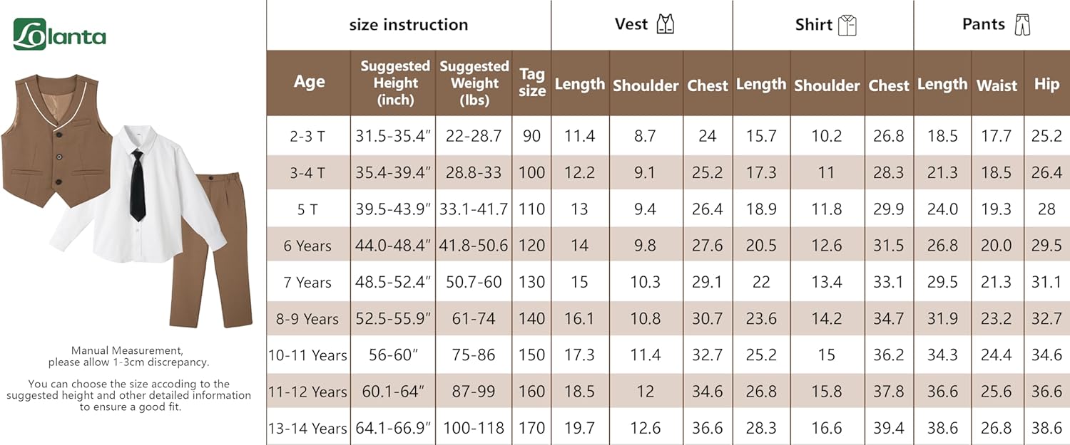 LOLANTA 4Pcs Boys Formal Suit, Kids Tuxedo Vest for Wedding Birthday Party Dress Suits with Shirt and Tie for 3-13 Years - Image 4