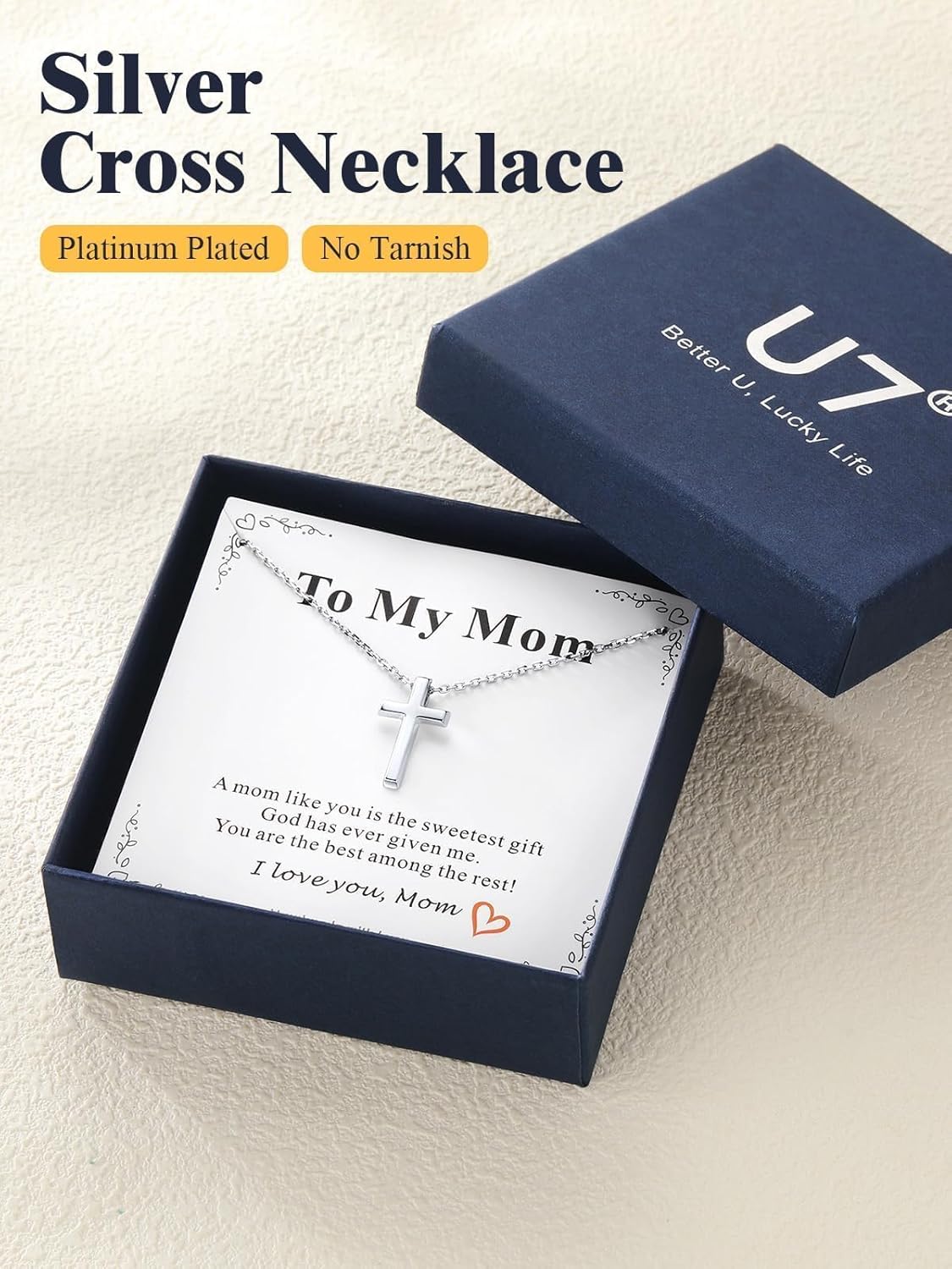 U7 Cross Necklace for Women,Silver/14K Gold Large or Small Cross Necklaces with CZ Diamond,Faith Birthday/Christmas Gift for Her Women Mother Daughter Grandmother - Image 5
