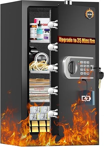 [2026 Upgraded] -35 Mins True Fireproof Safe for Home -7.0 Cu Ft Large Heavy Duty Safe, Safe Box Fireproof Waterproof, Large Document Safe with
