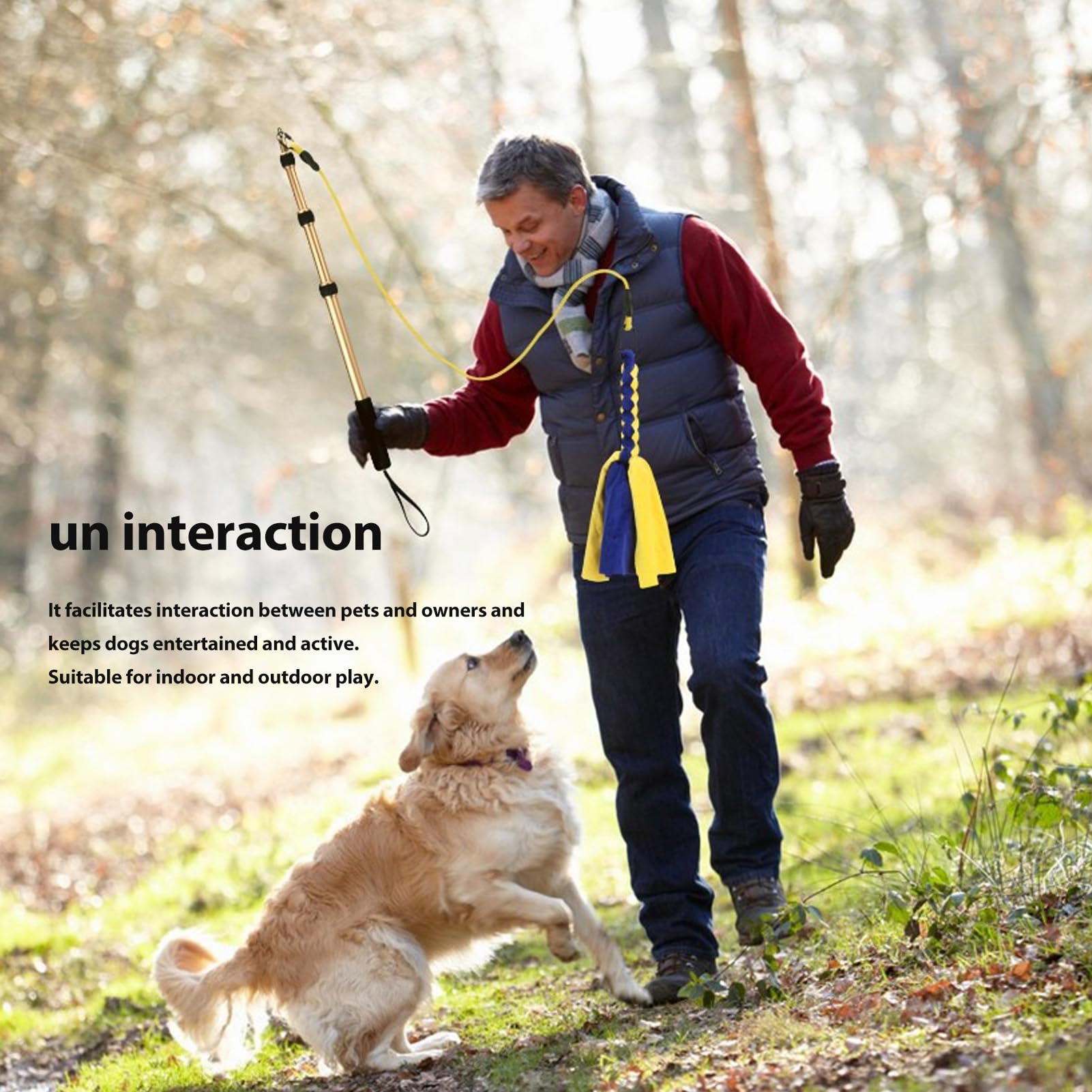 Palo telescópico para Perros, Palo de coqueteo de 52 Pulgadas, Varita Extensible interactiva para Perros, Ejercicio, Entrenamiento, Fuerza Muscular, Juego en Interiores y