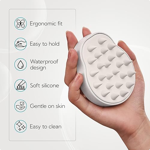 Vista 4 de HEETA Masajeador de cuero cabelludo para el crecimiento del cabello, cerdas de silicona suaves para eliminar la caspa y aliviar la picazón
