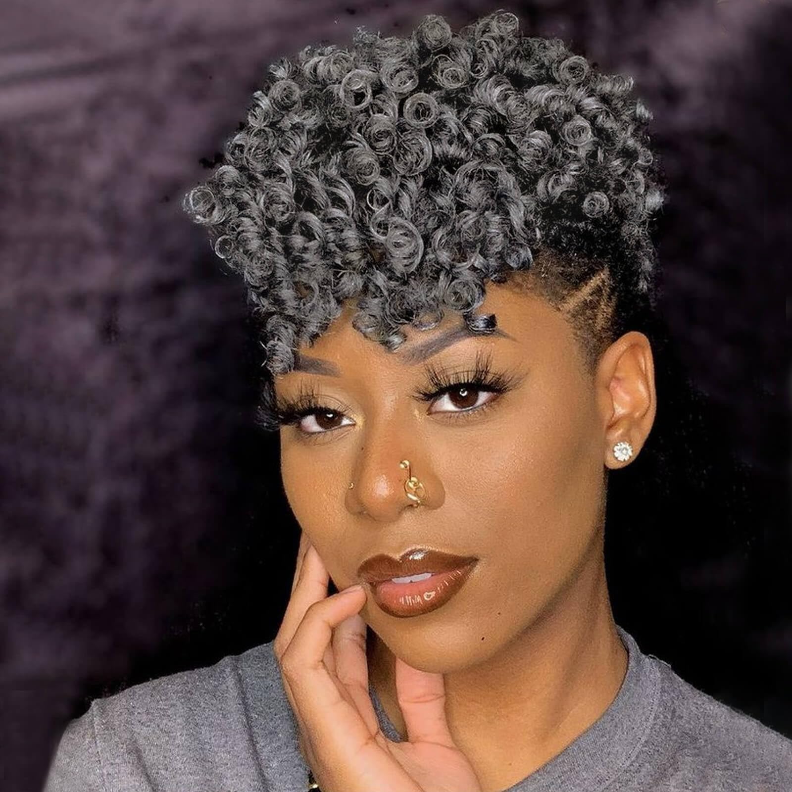 PHOCAS 3 Packs Short Curly Crochet Hair,Short Crochet Hair 10 Inch 20roots/Pack,Gray Crochet Hair Extensions for Women(6MM)ClimatePartner certified