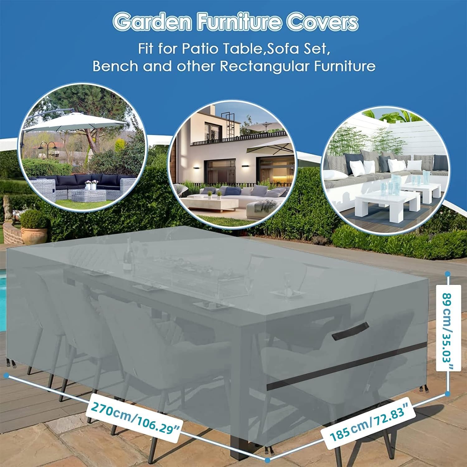 TRAHOO-Housse Table De Jardin - Bache De Protection Exterieur, 600D Oxford Tissu Housses Pour