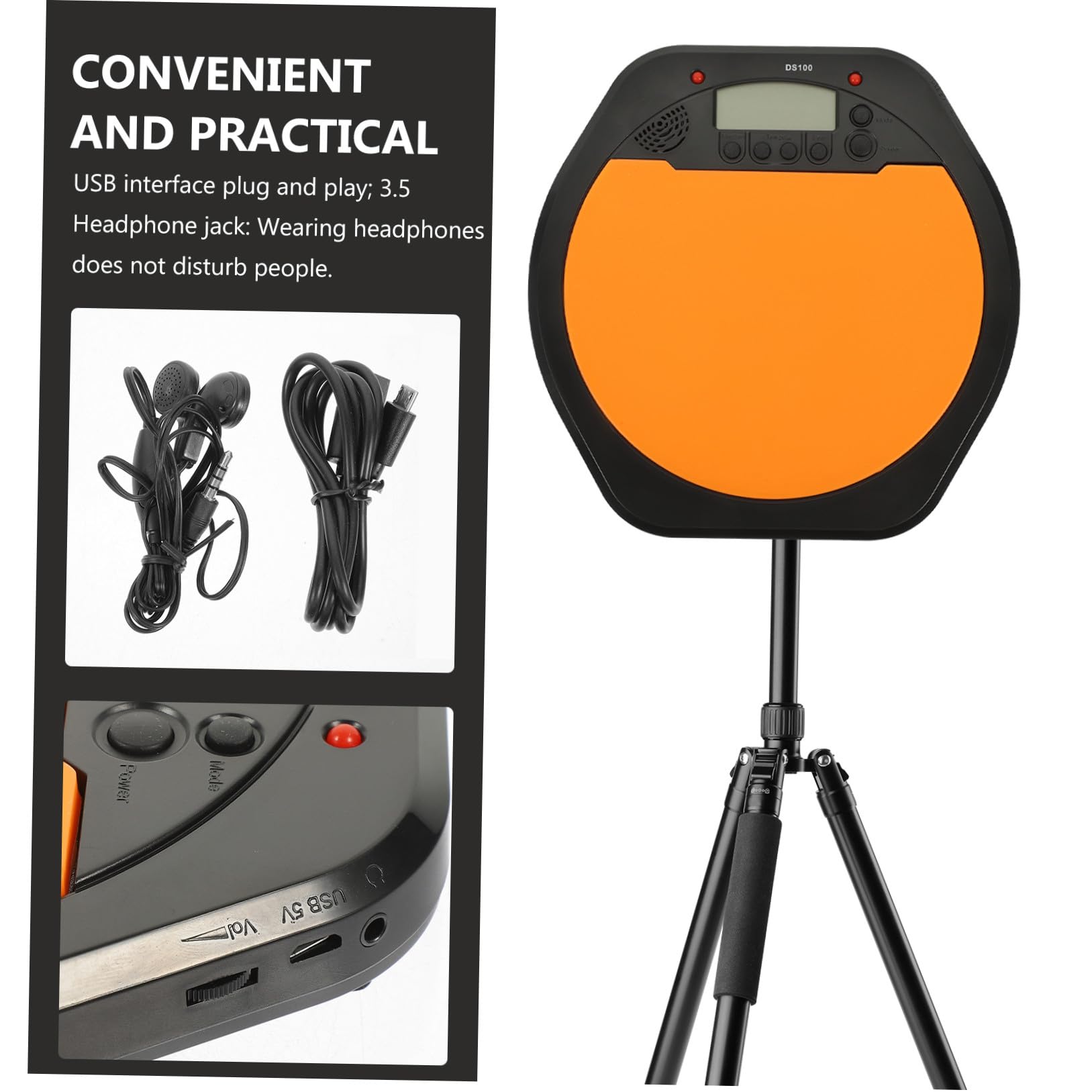 TOYANDONA Pad Percussioni Elettronico Multifunzionale Display Lcd, Materiale Asb e Silicone, Gamma Completa, per Allenamento Batteria