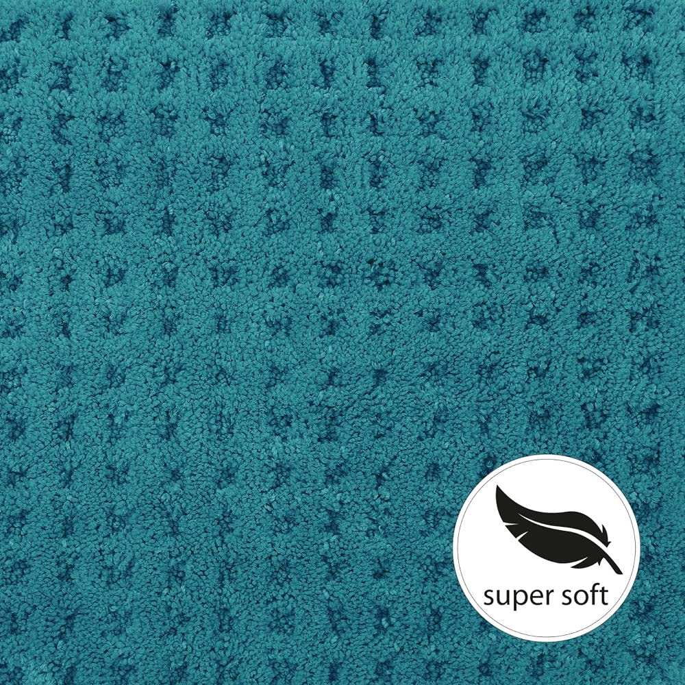 PANA® Flauschiges Badvorleger Set • Flauschige und rutschfeste Badematten • Weiche Mikrofasern • Badteppich 2er Set: WC Vorleger ohne Ausschnitt 45 x 45 cm + 50 x 80 cm • Farbe: Türkis