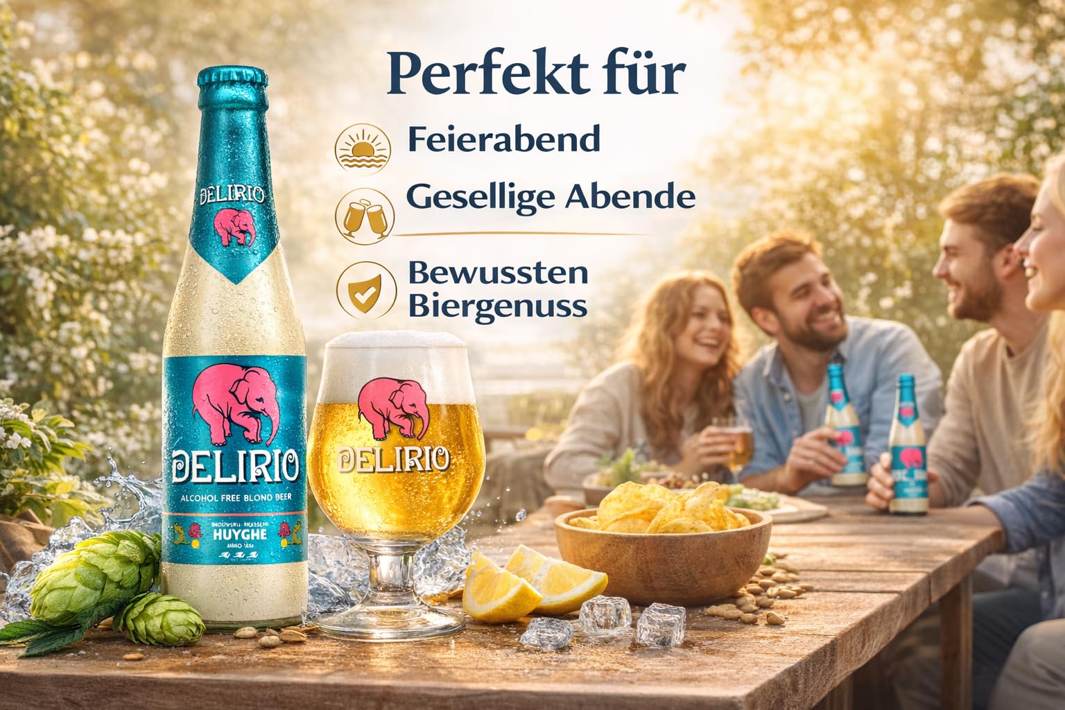 Delirium Blond Delirio alkoholfreies Belgisches Bier 0,33l 12 Flaschen (0,3% Vol.) Belgischer Biergenuss alkoholfreie Spezialität Premium Braukunst aus Belgien Geschenkidee für Genießer