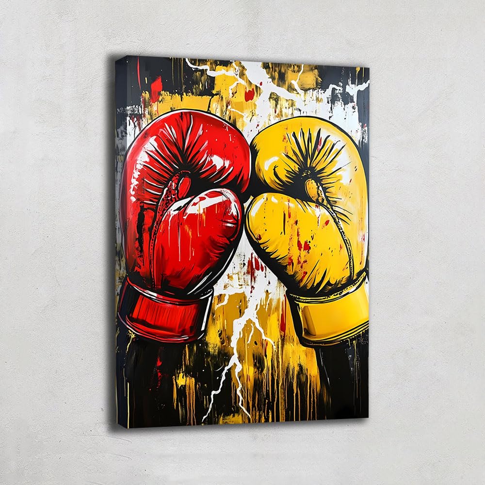 Tabella Guanti da Boxe - Poster decorazione da parete Sport - Stampa su tela astratta moderna - Quadro pop art con cornice, decorazione da parete motivazione - decorazione per camera da letto