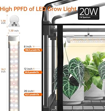 Bstrip 4-Tier Indoor Greenhouse with Grow Lights, 69x49x159cm | 4 Tier Metal Rack, T8 Full Spectrum Grow Lights, Zippered Clear Cover, Year-Round Gardening, Seed Starting & Succulents