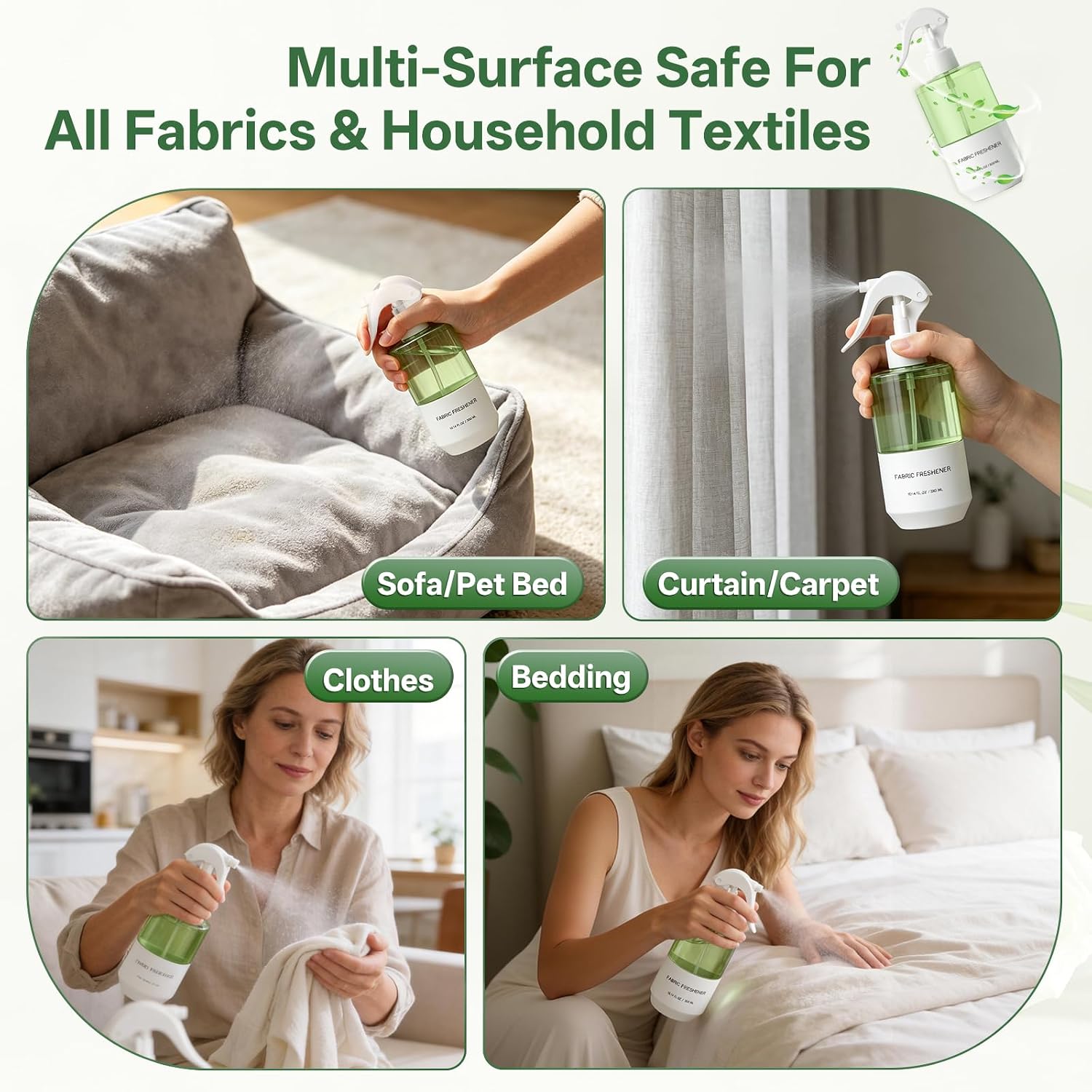 Odor Eliminator Fabric Spray Freshener, Long-Lasting Herbal Scent