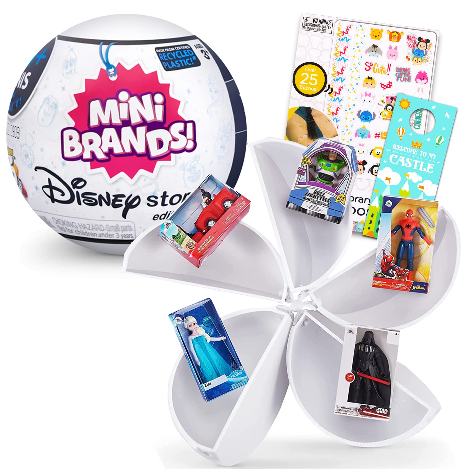 Disney Store Mini Brands Mystery Case - Surprise Bundle Toys Set with Tattoos and More (Party Favors)