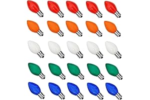 5 Watt C7 Multicolor Christmas Replacement Bulbs