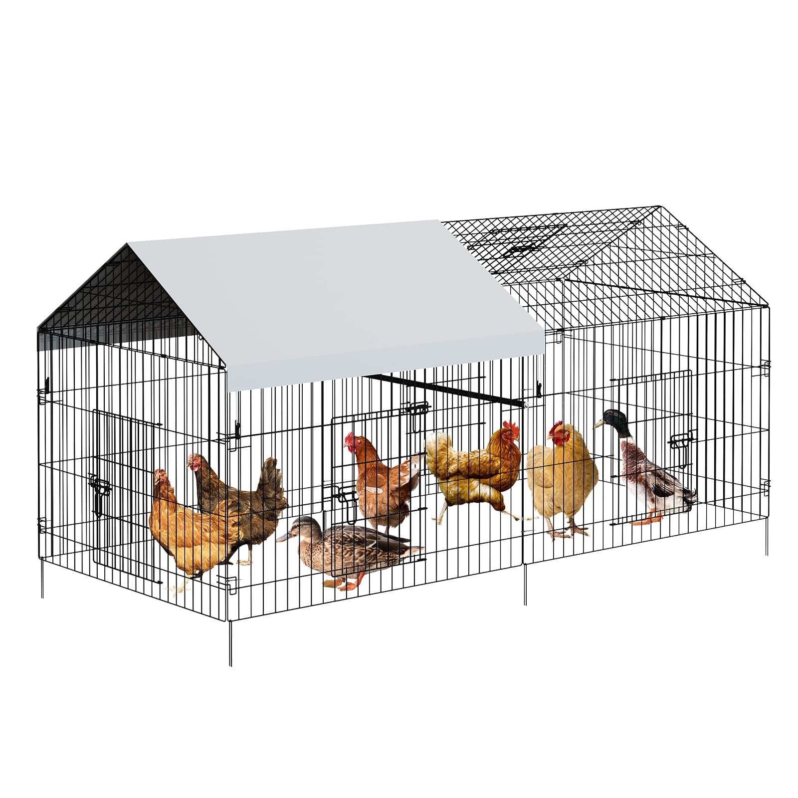 Chicken Coop 86"×40" Chicken Runs for Yard with Cover Outdoor Metal Chicken Coop for Small Animals Duck Rabbit Hen