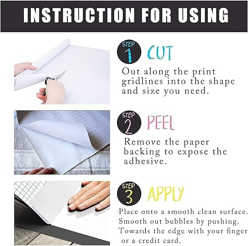 Miniatura 3 de Paquete de 2 papel autoadhesivo de pizarra blanca  Rollo de calcomanías de pared de borrado en seco de 17.7 x 78.7 pulgadas (6.5 pies) para tablero