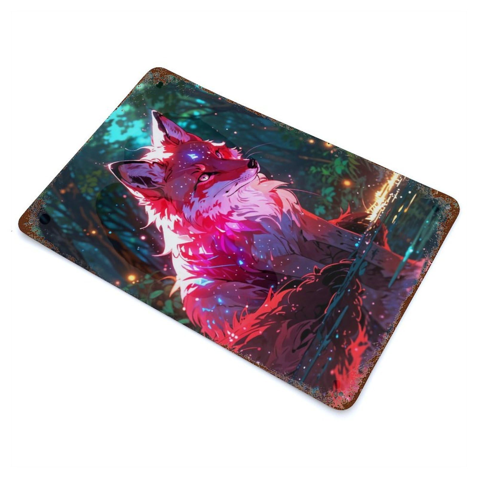 Mystical Fox in Enchanted Forest Retro Metal Sign 11.8"x7.9", Classic Wall Plaque for Garage, Pub Or Kitchen