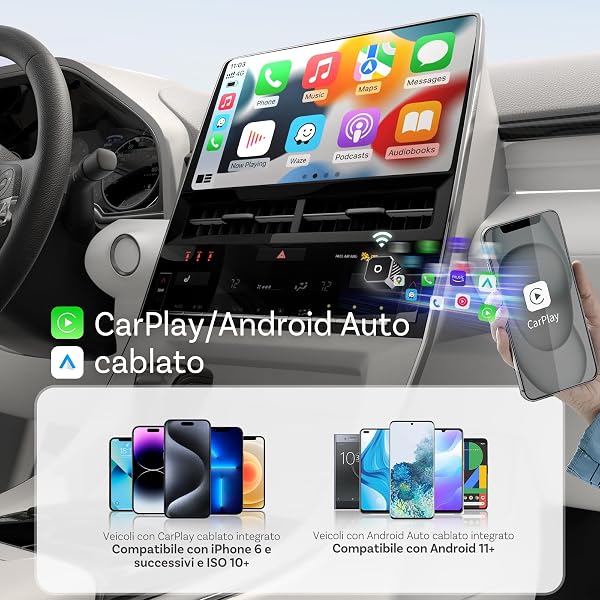 OTTOCAST Mini Pot Type C 2026 Wireless USB C Adapter 2 in 1 for CarPlay and Android Auto, Compatible with iOS 10+/Android 11+ and 2016 Onwards Car, Plug & Play, OTA Upgrade, Silver - 2