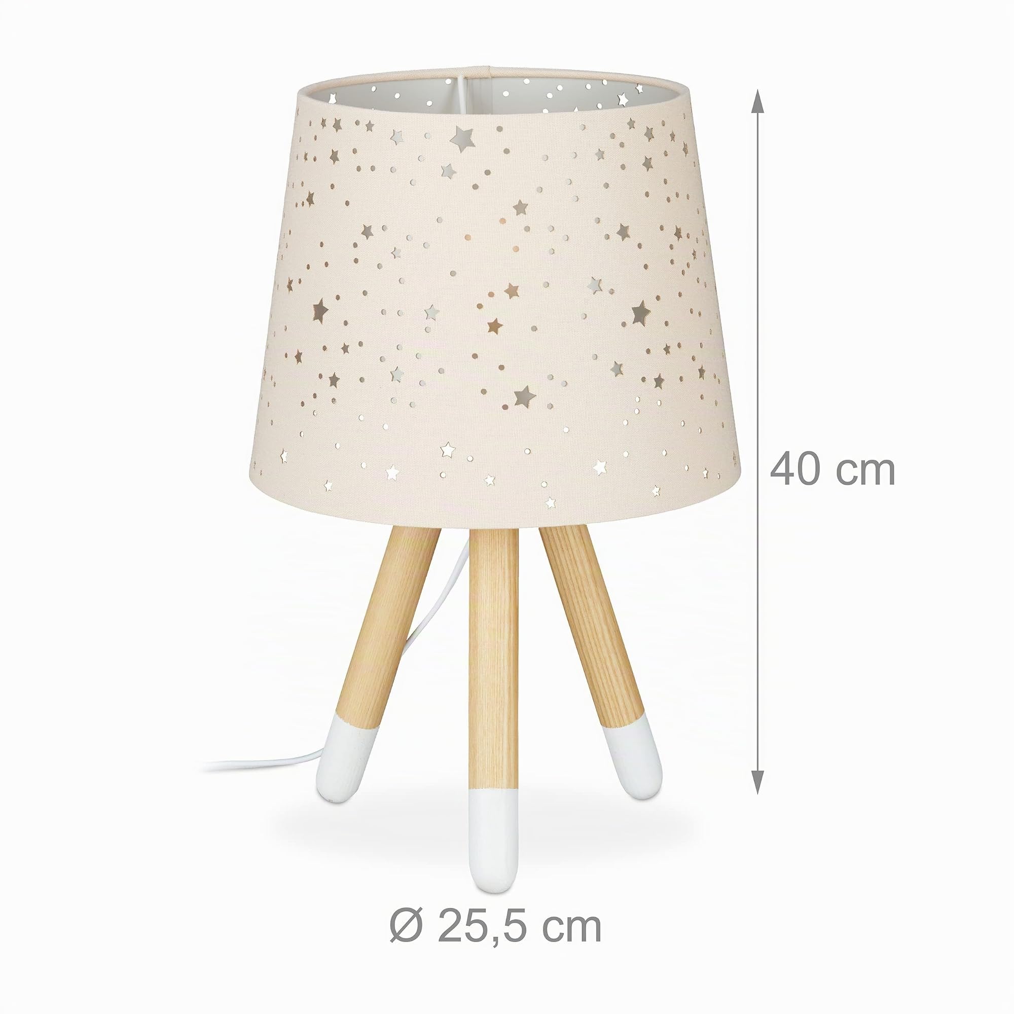 Relaxdays Lámpara de Mesa Infantil, para niños & niñas, E14, Redonda, 40 cm, Estrellas, Rosa