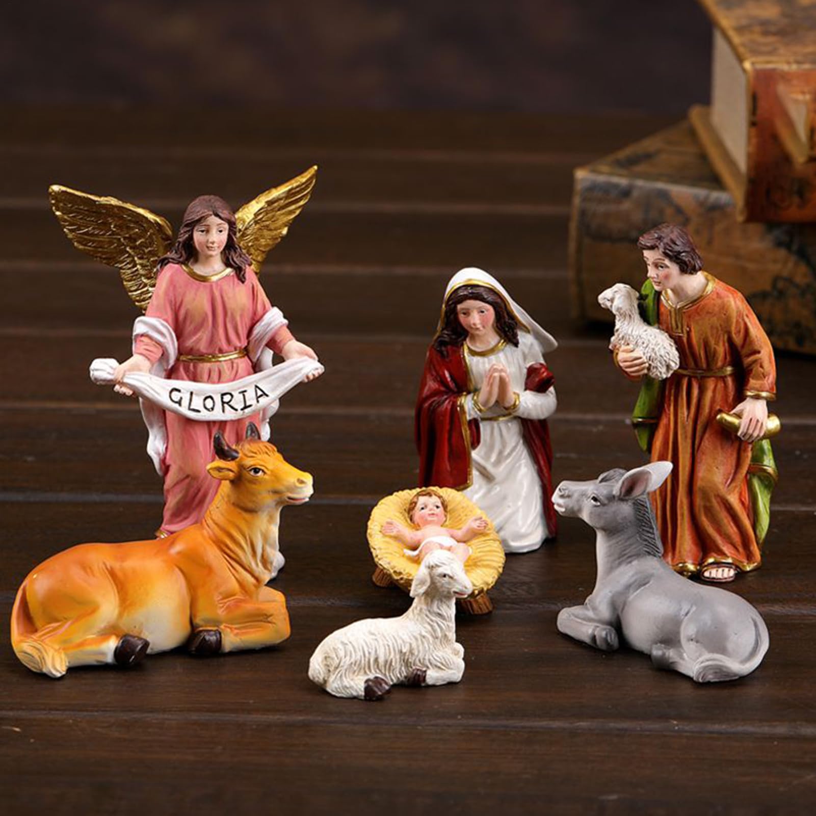 Weihnachtskrippe Statue 11-teilige Weihnachtstischkrippe Statue
