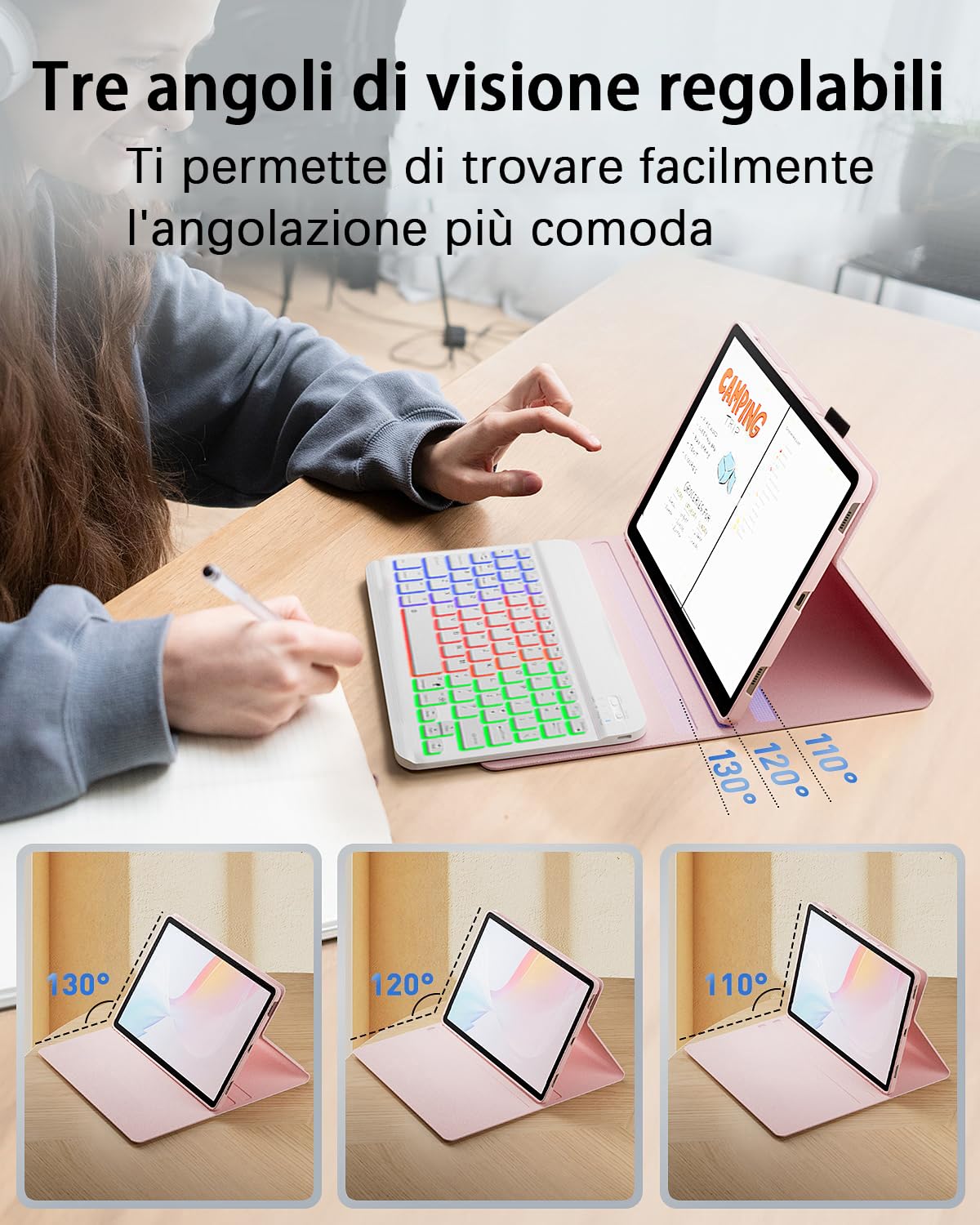 Per Lenovo Tab M11 (TB330) 2024 11 Pollici/Lenovo Idea Tab (TB-336ZU TB-336FU) 2025 11 Pollici Cover Con Wireless Bluetooth Italiano (QWERTY) Tastiera Retroilluminati e Mouse Backlit Keyboard Case