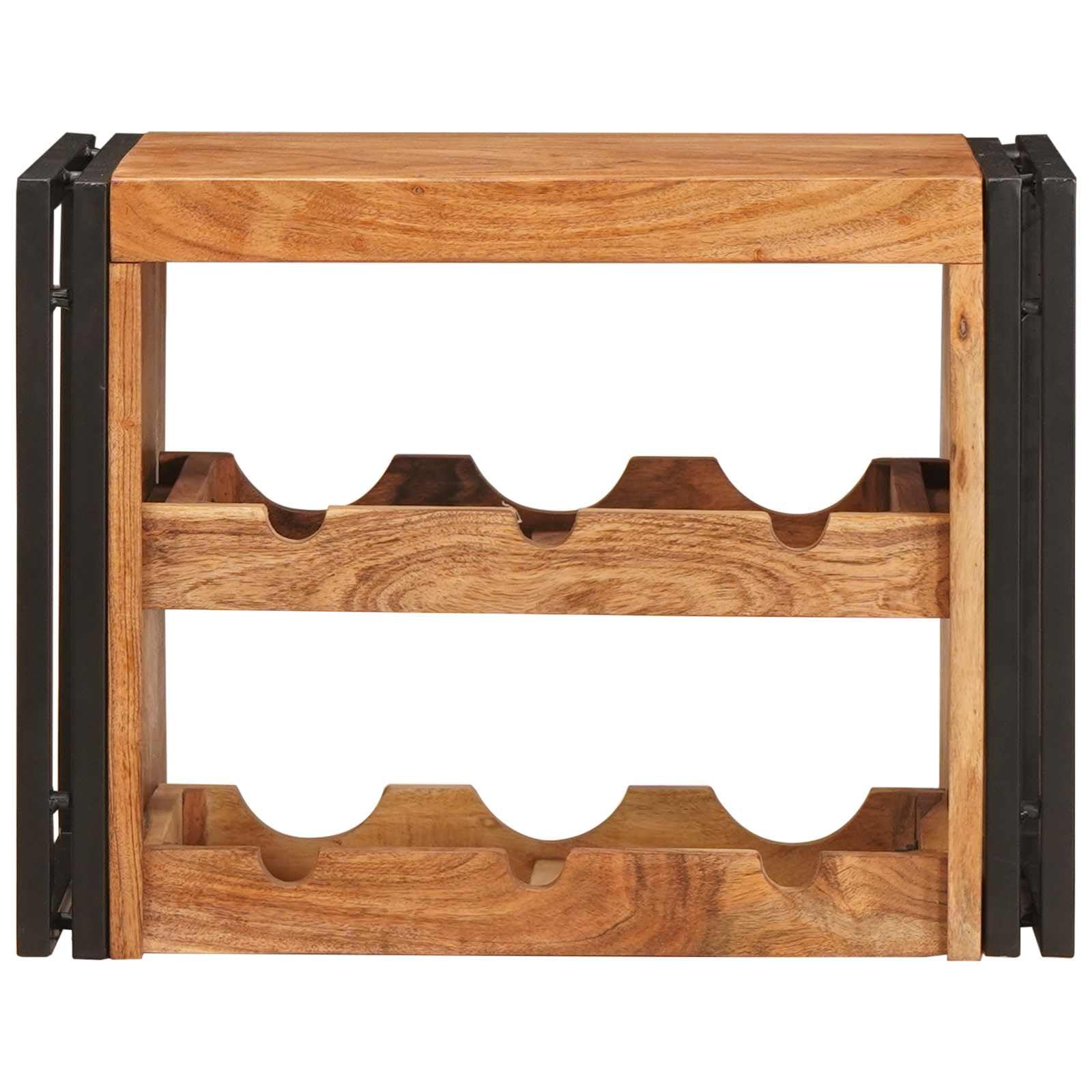 Estantería para vino montada en la pared, madera maciza de acacia 100 x 45 x 33 cm, color marrón, diseño industrial con marco de hierro para un almacenamiento estable y un encanto rústico