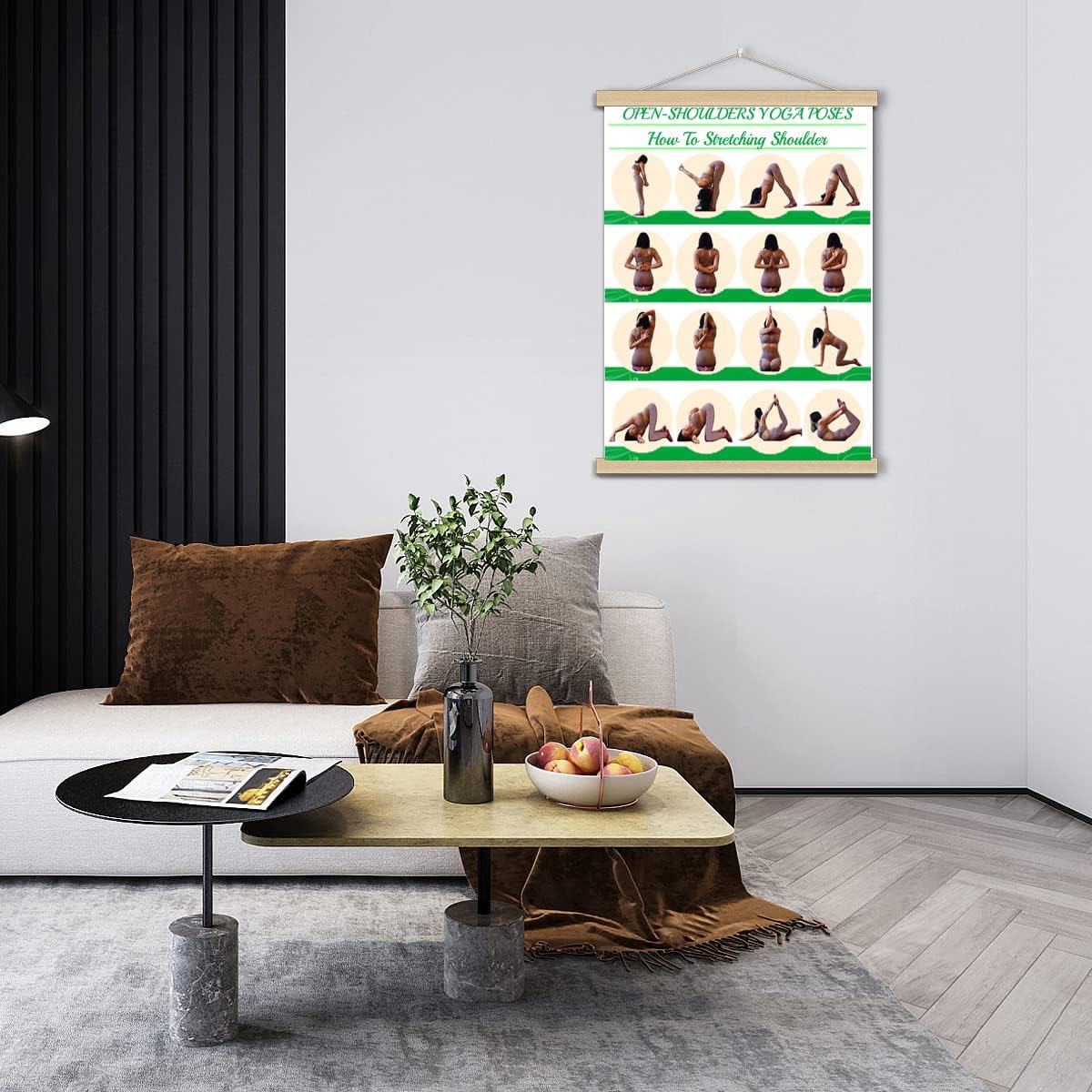 Home Yoga Poses Poster-Shoulders Stretching Yoga Exercise Charts-Full Body Workout Meditation Yoga Position Chart Canvas Prints Yoga Lover Gift 16x21in(40x54cm)