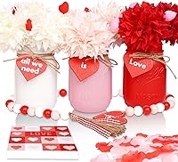 Vista 13 de CNVOILA Regalos del Día de San Valentín para Ella, Para Esposa de Esposo, Frasco Mason de San Valentín Esmerilado, Elegante Decoración