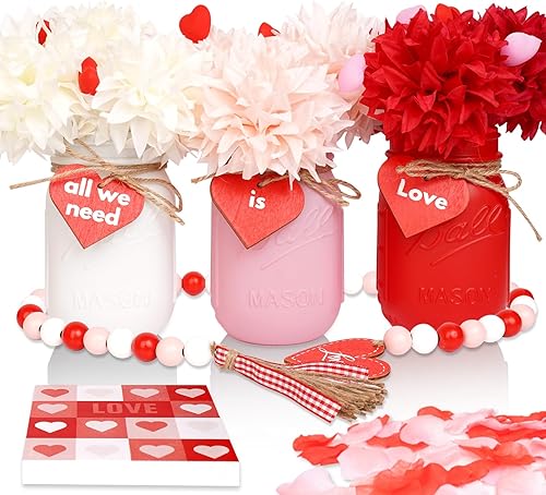 Miniatura 13 de CNVOILA Regalos del Día de San Valentín para Ella, Para Esposa de Esposo, Frasco Mason de San Valentín Esmerilado, Elegante Decoración