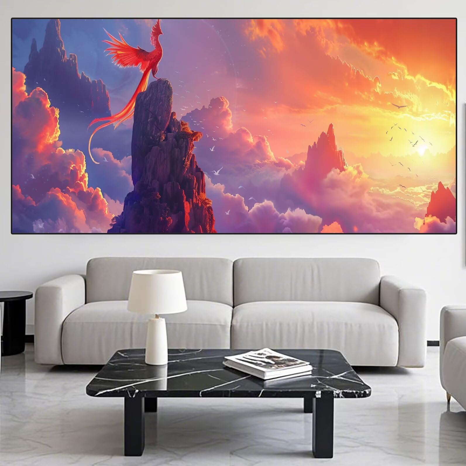 Phoenix Diamond Art Sunset Diamond Painting Arts and Crafts dla dorosłych, zestawy do malowania diamentami 5D, dorosłych, Crysta, haft krzyżykowy, zestaw do haftowania dla początkujących, dekoracja