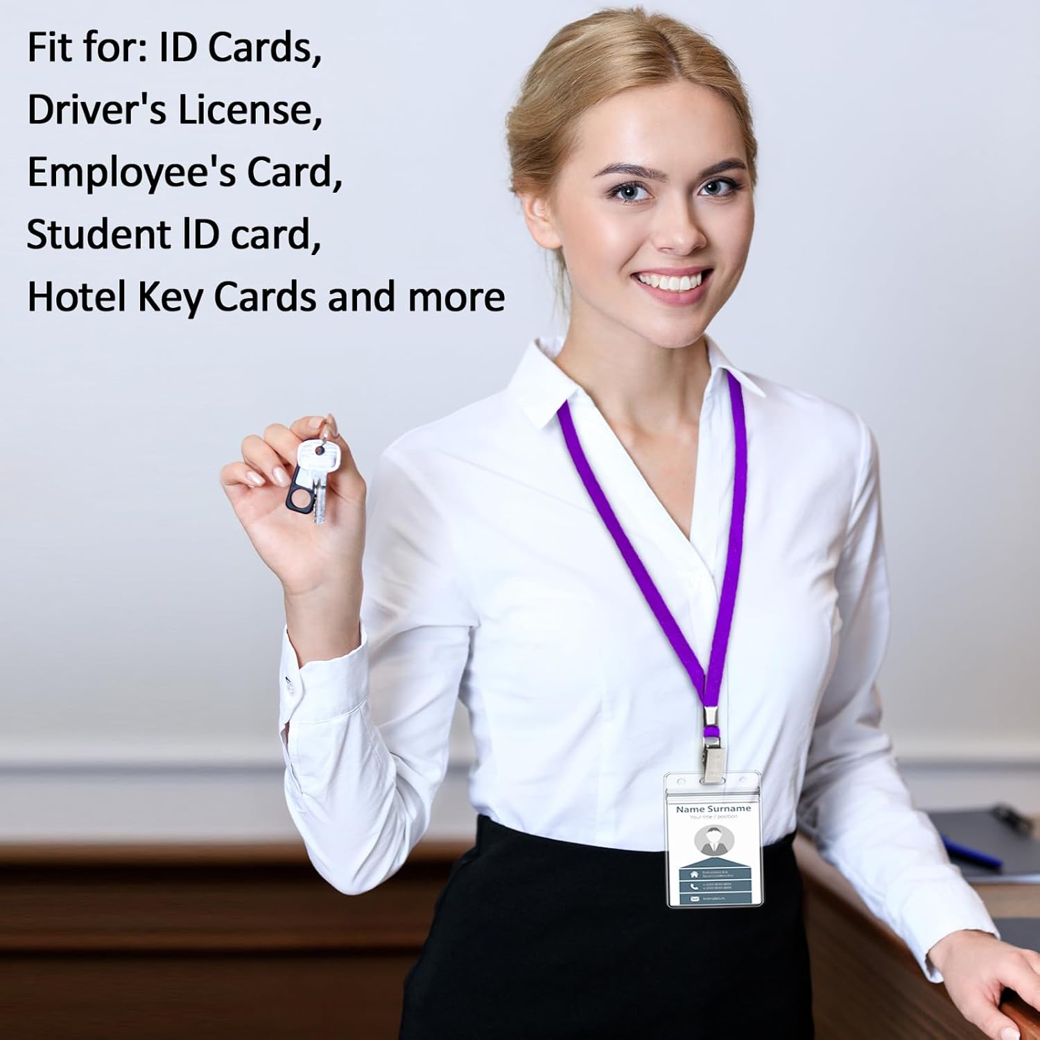 400 Pack Colored Neck Lanyard Bulk with ID Card Holder Lanyards for ID Badges Vertical Name Badge ID Card Holders Flat Neck Lanyards with Clip for Nurses Teacher Students, Multicolor - Image 5