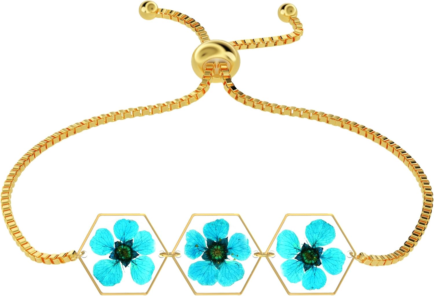 Pressed Flower Bracelet Pearl Plum Flower Handmade Pressed Flowers Real Wildflowers Gold Adjustable Flowers Bracelet