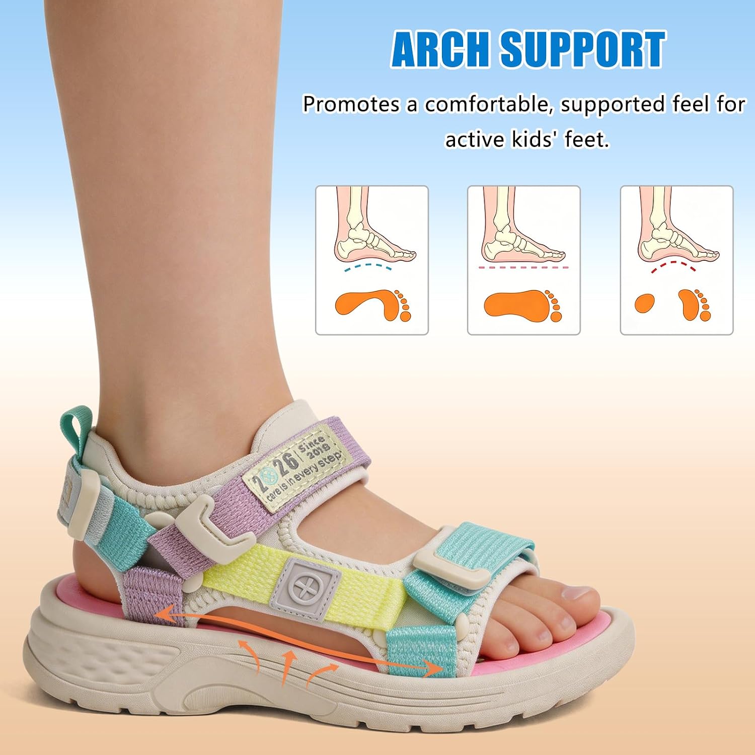 Boys Girls Sandals Kids Hiking Beach Sandals Open-Toe Athletic Shoes