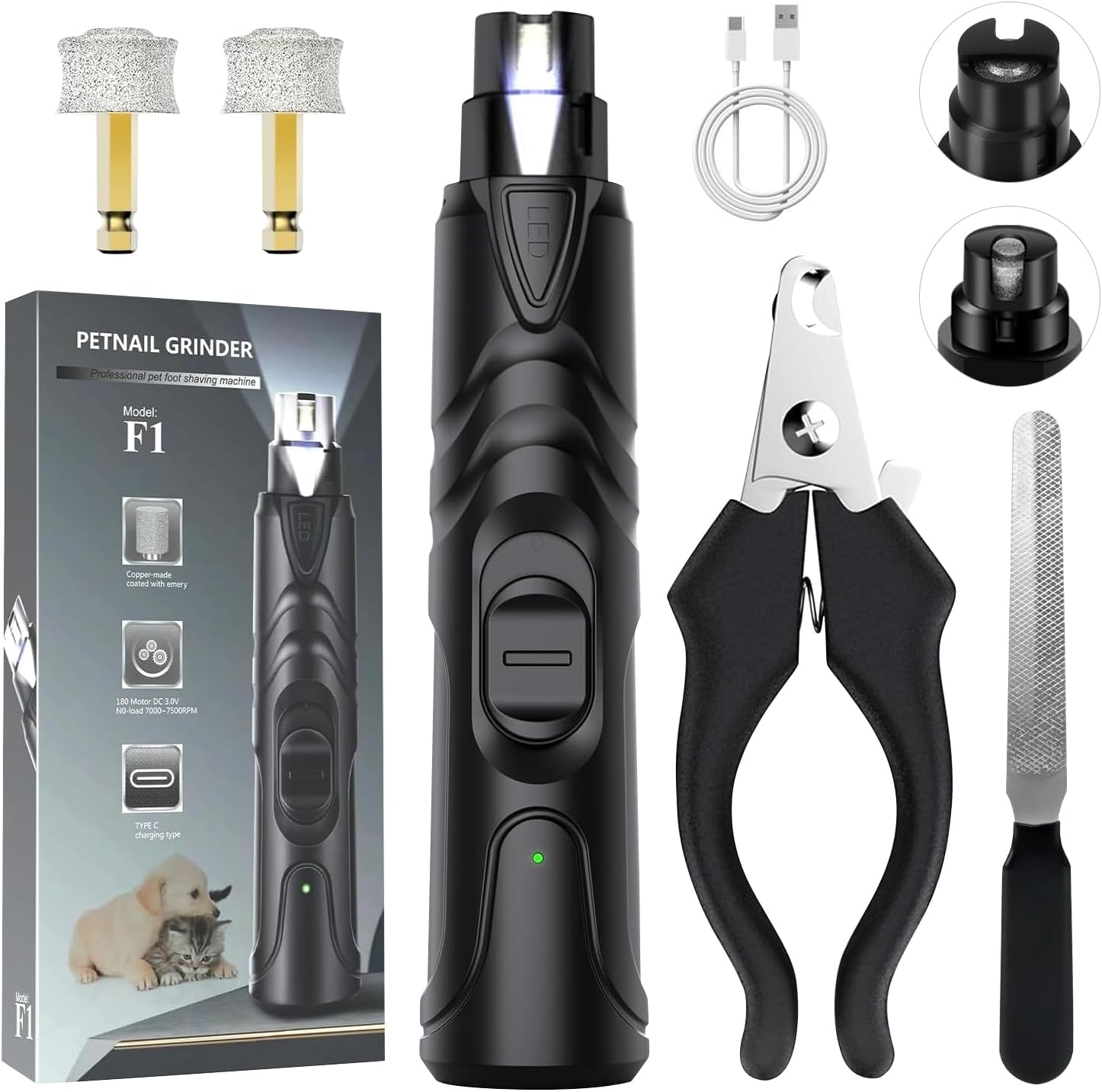 Quiet LOPSIC With 2 LED Lights 2-Speed Dog Nail Trimmers With 3 Grinding  Wheels Super Quiet Rechargeable Pet Dog Nail Clippers Kit For Large Medium  Dogs Cats Small Animal Nail Dog Nail Grinder
