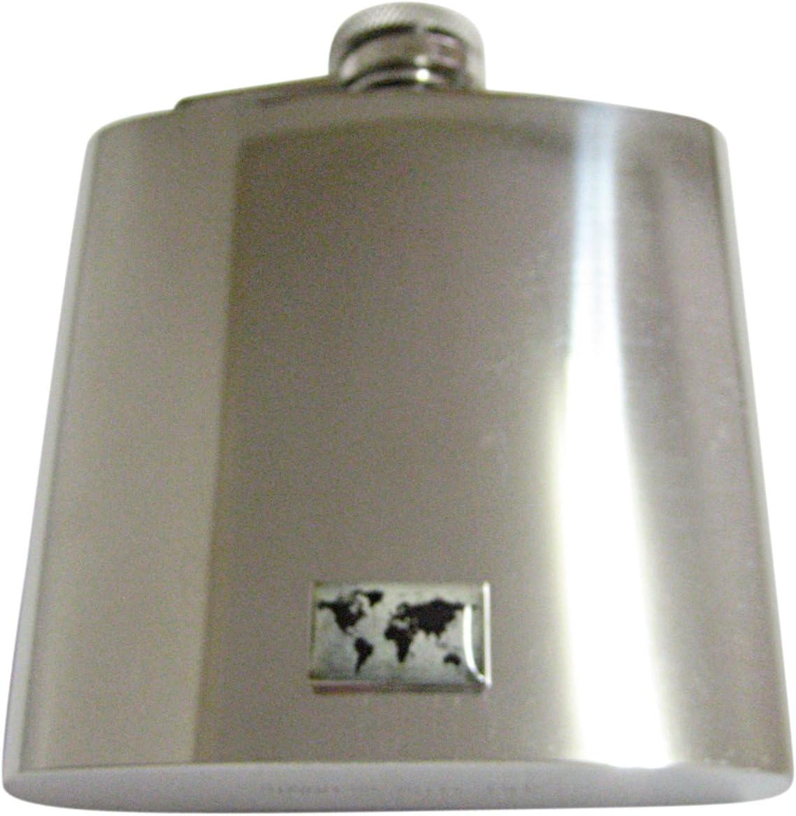 Kiola Designs Rectangular World Map 6 Oz. Stainless Steel Flask